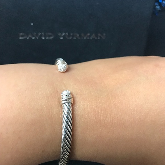 David Yurman 5mm Silver/diamonds bracelet - Picture 3 of 8